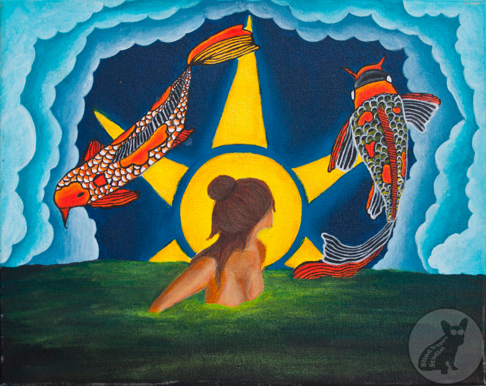 The Path of Two Fins 14"(W) x 11"(L)